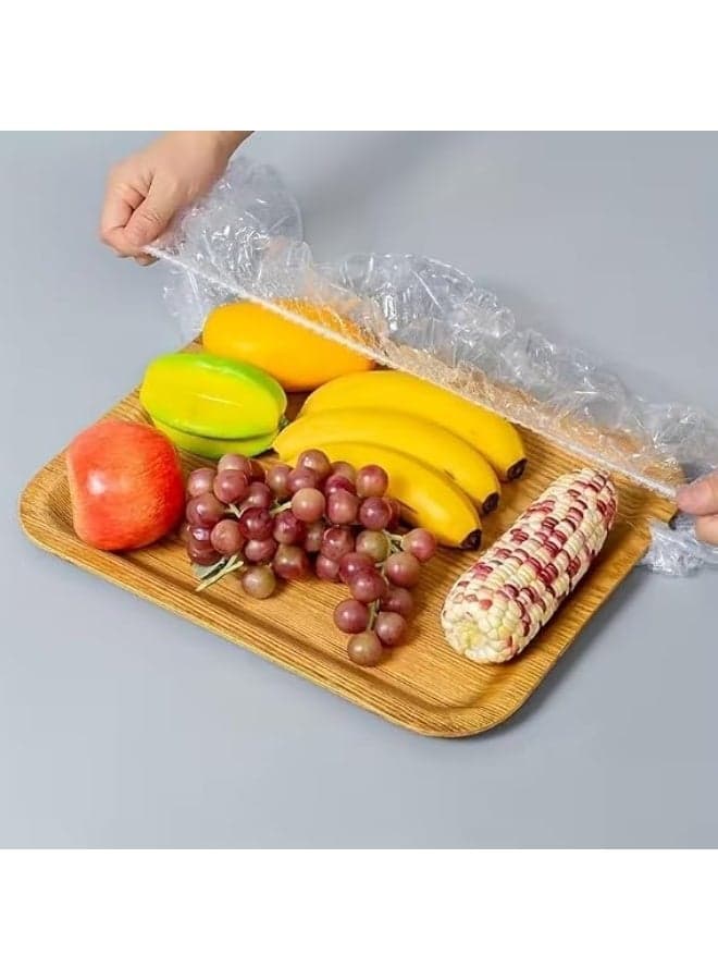 50 Pieces Disposable Elastic Food Covers , Clear, Waterproof, and Stretchable Plastic Covers for Trays and Dishes , Disposable Kitchen Food Storage Covers for the Refrigerator Food Savers (٥)