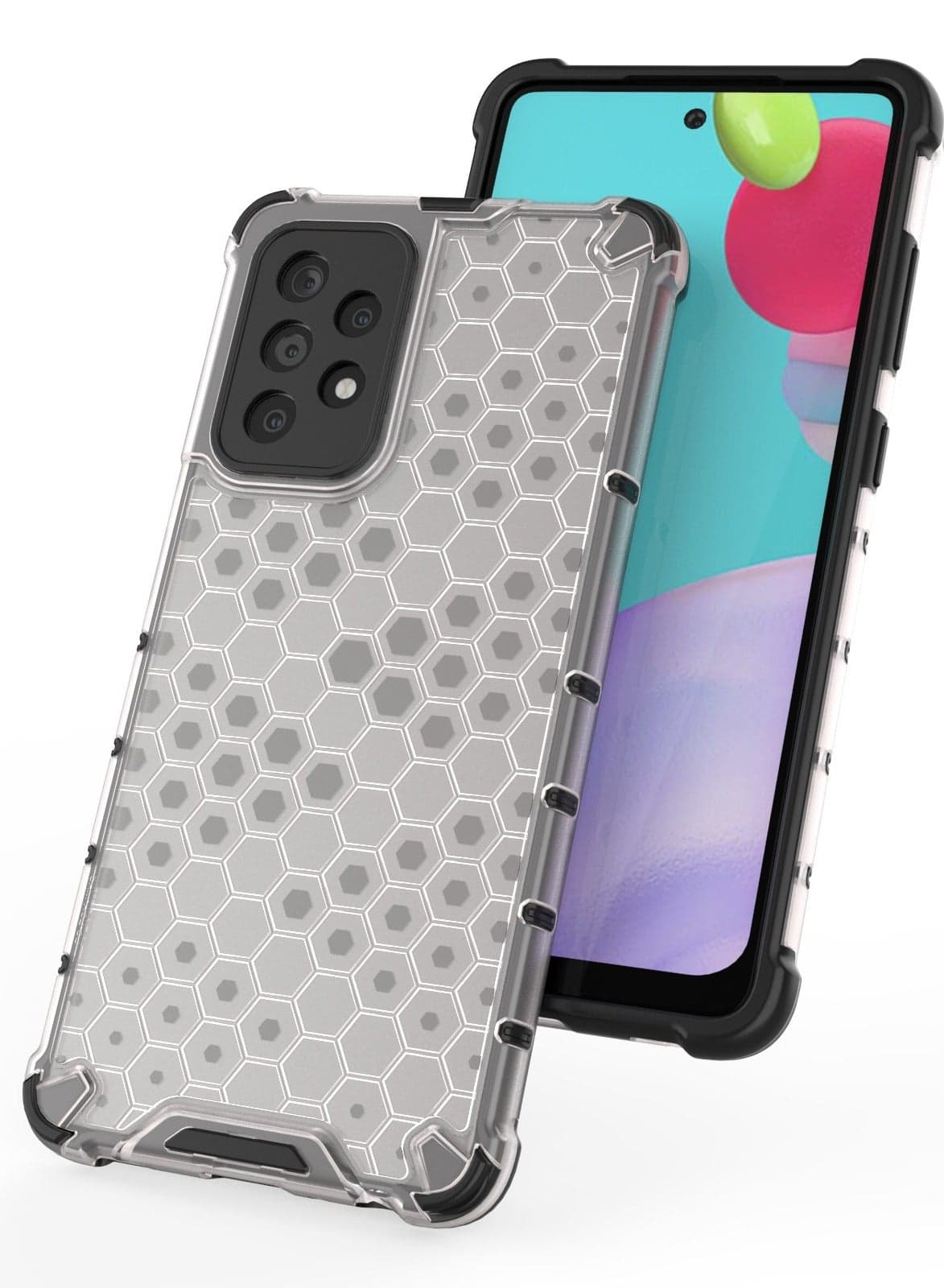Case Cover Honeycomb Case Shockproof Camera Protection Cover Compatible with Samsung Galaxy A52 / A52s( Transparent ) (٤)