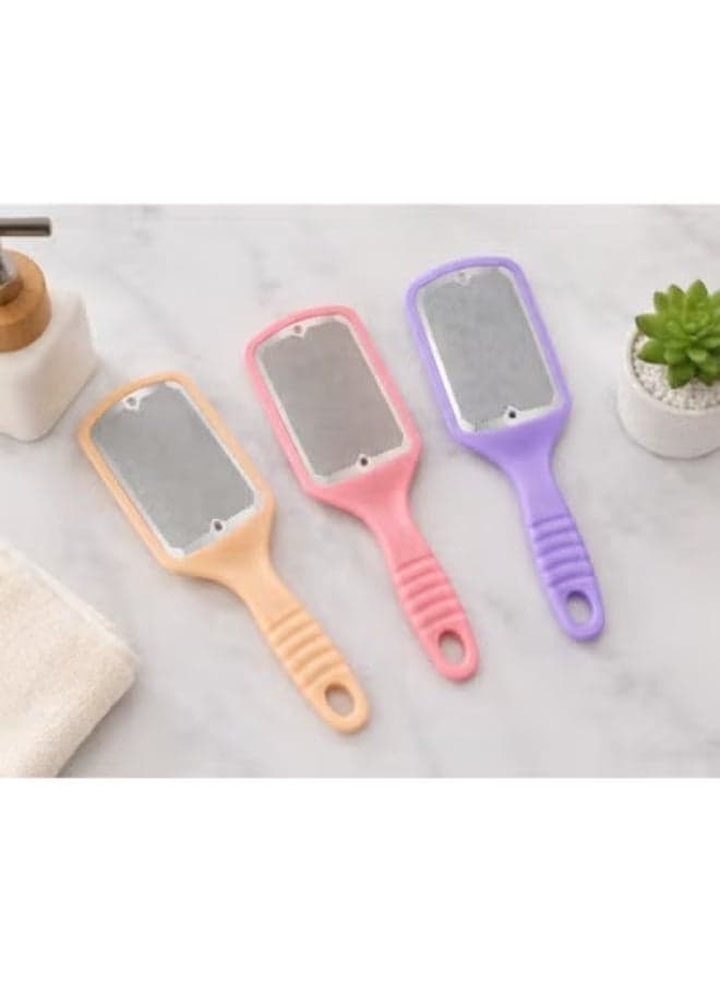 Professional stainless steel foot file for highly effective removal of dead skin and calluses – Metal foot grater with a precise, sharp surface for removing cracked heels and thick skin – Foot file with a comfortable, non-slip handle and hanging hole. One piece comes in a different color. Buffer Stones (٤)