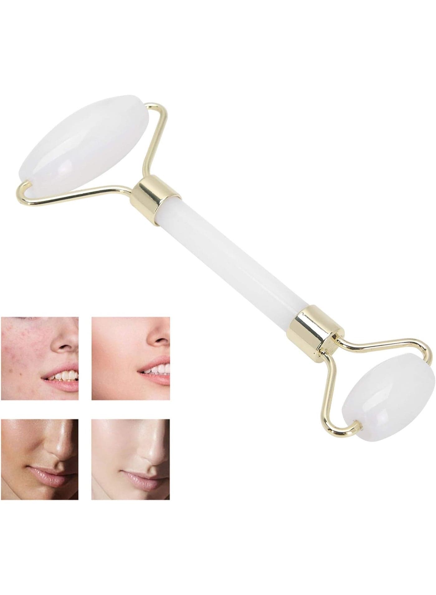 Jade Roller Facial Massager, Face Roller, Ergonomic Natural Facial Massager with White Jade Roller Anti Aging Skin Care Too (٧)