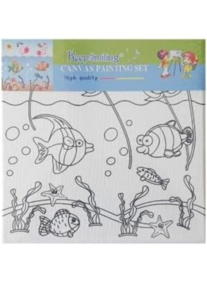 Keep Smiling Canvas Drawing Board Fish 20x20 cm - Multi Color