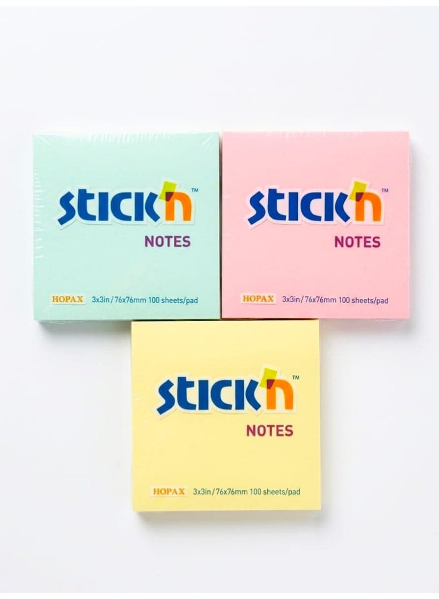 Sticky Notes 3x3 Inch (76x76mm) – 3 Pads Pack, 100 Sheets
