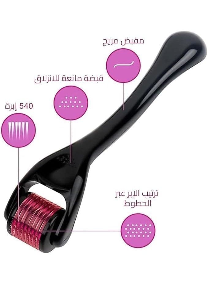 ديرما رولر للرجال والنساء بإبر تيتانيوم بطول 0.75 مم، 540 إبرة، أداة يدوية للعناية بالوجه واللحية وفروة الرأس، مناسبة لروتين العناية والتجميل Face Massagers & Rollers (٥)
