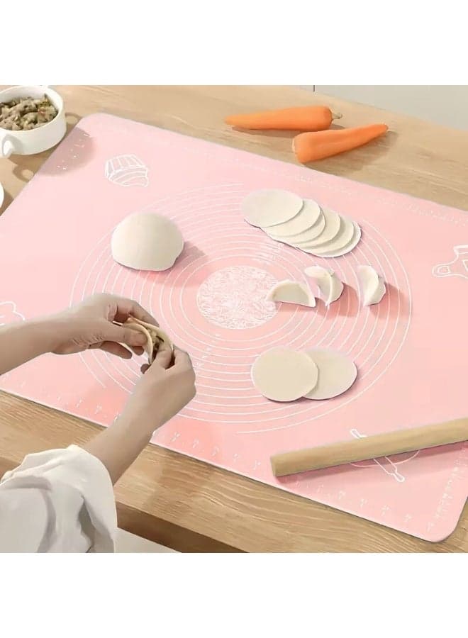 Large Non-Stick Reusable Silicone Pastry Mat 43 x 35 cm Overall Dimensions 50 x 40 cm - Food Grade Silicone Mat for Dough, Pastry, Pizza Non-Slip with Precise Measurements for Dough Rolling and Surface Protection Heat Resistant Thick Food Grade Silicone Mat for Pizza, Baked Goods, Pies Can be used as an oven liner or rolling pin (Simone) Decorating Tools (٥)
