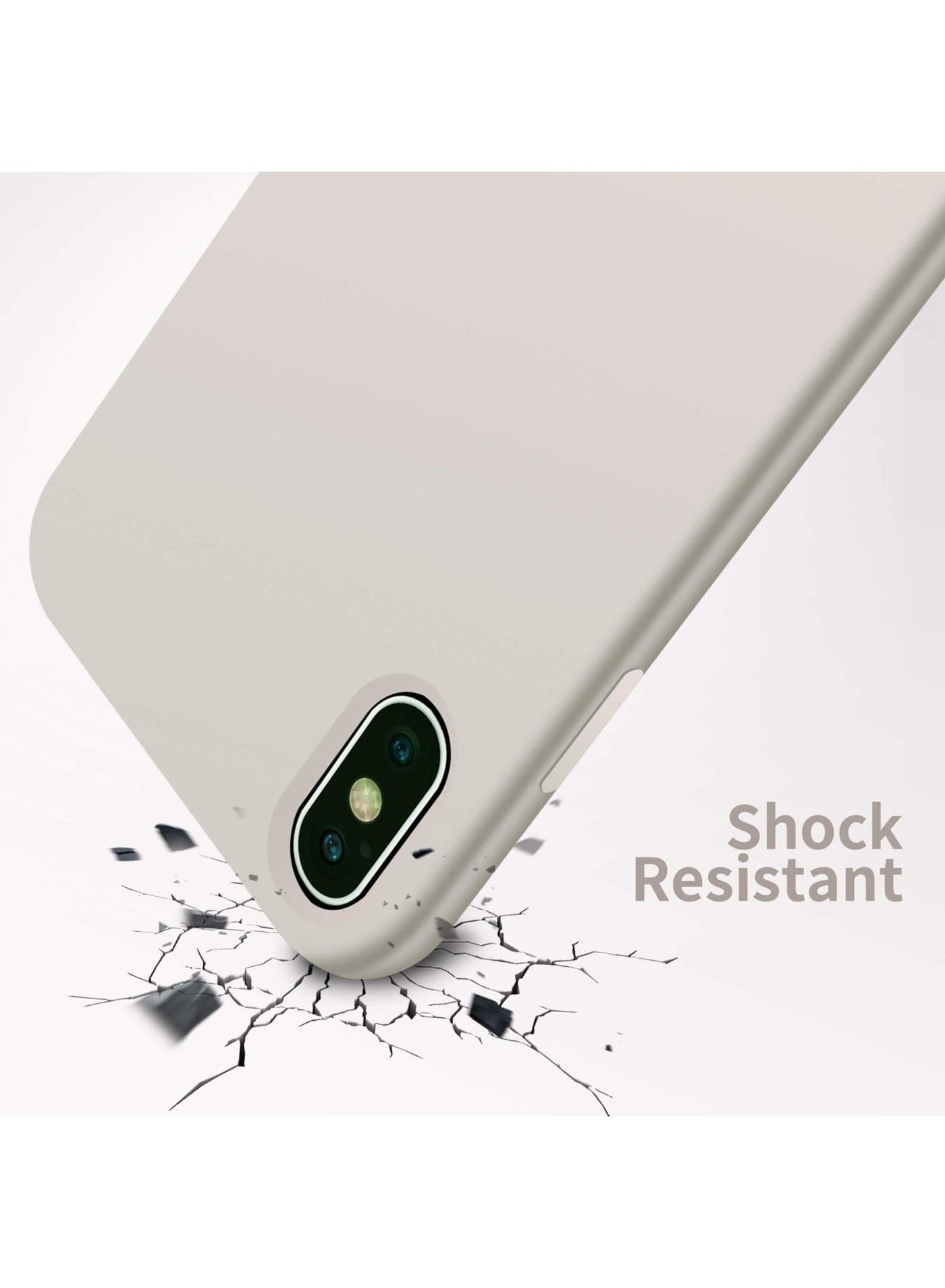Compatible with iPhone X/Xs Case 5.8 Inch Slim Liquid Silicone 4 Layers Soft Gel Rubber Shockproof Protective Phone Case with Anti Scratch Microfiber Lining (Off White) (٢)