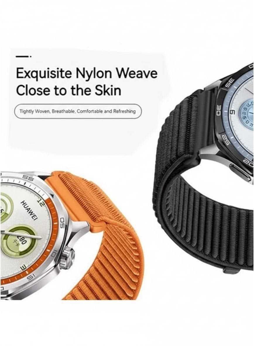 Fekra 22mm Nylon loop Strap Band For Huawei Watch GT6 | GT5 Pro | GT5 | GT4 | GT3 | GT2 Pro | Watch 4/4 Pro | Watch 3/3 Pro | Ultimate | GT3 Pro | GT Runner Smartwatch Bands (٣)