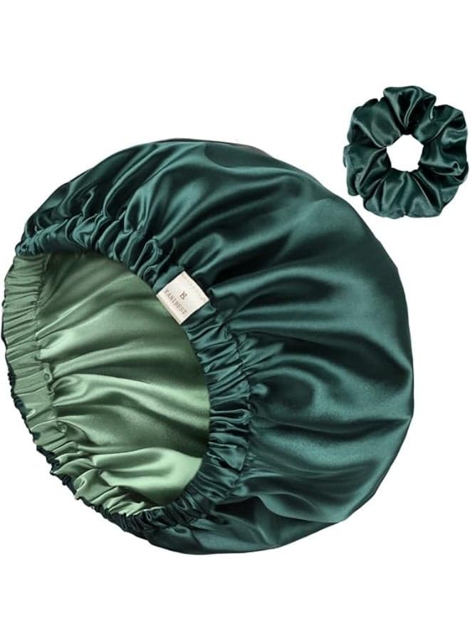 Premium Satin 2 Layers Hair Bonnet + Matching Hair Bow – Protect & Softness for Your Hair – Prevents Tangles & Breakage – Comfortable While Sleeping and Styling – Stylish Multiple Colors (٢)