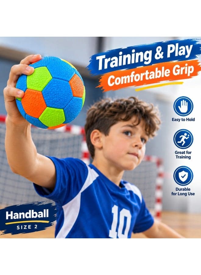 Multicolor Handball Size 2 For Kids – 14 CM – Durable Composite Cover – Enhanced Grip For Indoor And Outdoor Training And Play Outdoor Play Balls (٦)