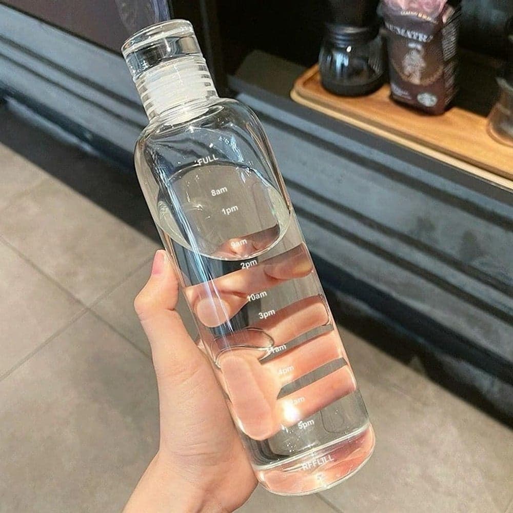 Glass Water Bottle with Time Scale, High Temperature Resistance, Large Capaci... Sports Water Bottles (٥)