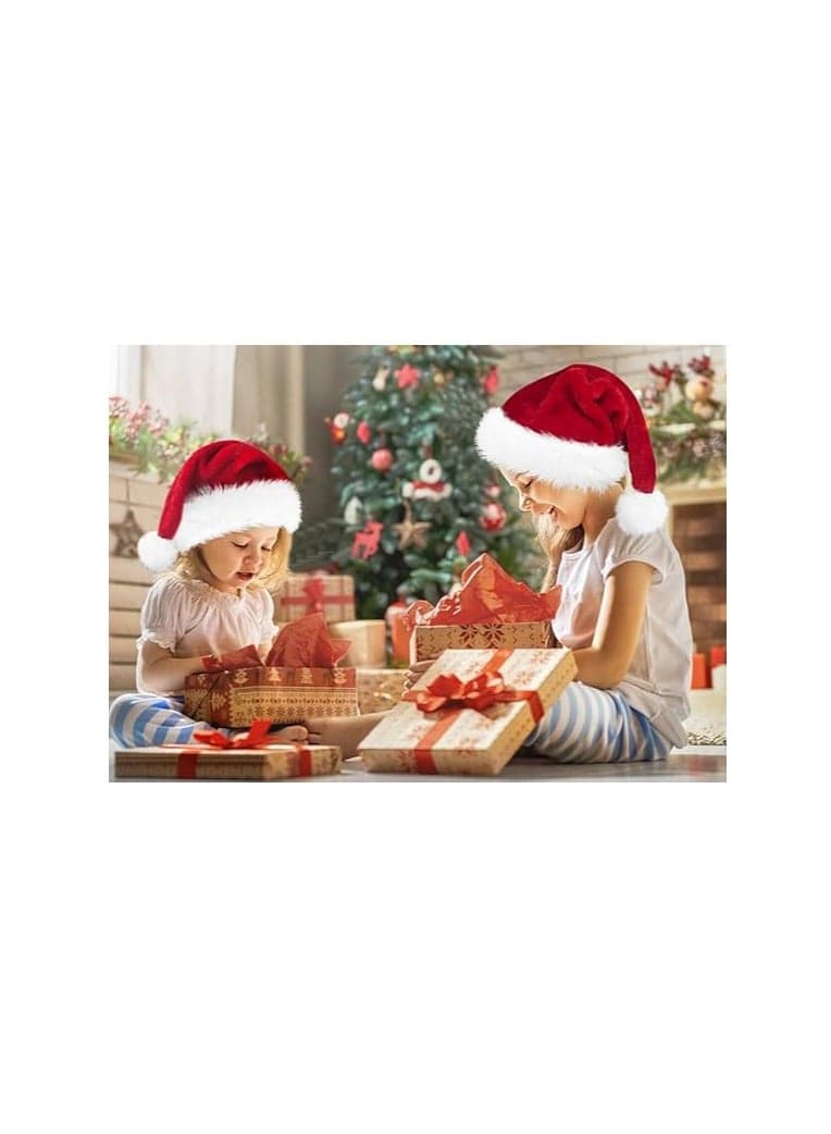 Santa Hat for Kids: Classic Thick Plush Design for Christmas and New Year Celebrations (2 Pieces) Party Hats (٤)