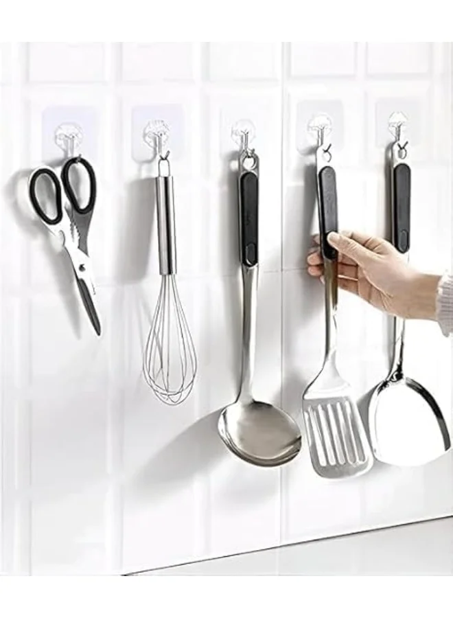 Heavy Duty Clear Adhesive Wall Hooks - Waterproof & Oil Proof - Multipurpose Hooks for Kitchen and Bathroom - 10 Per Pack (2)