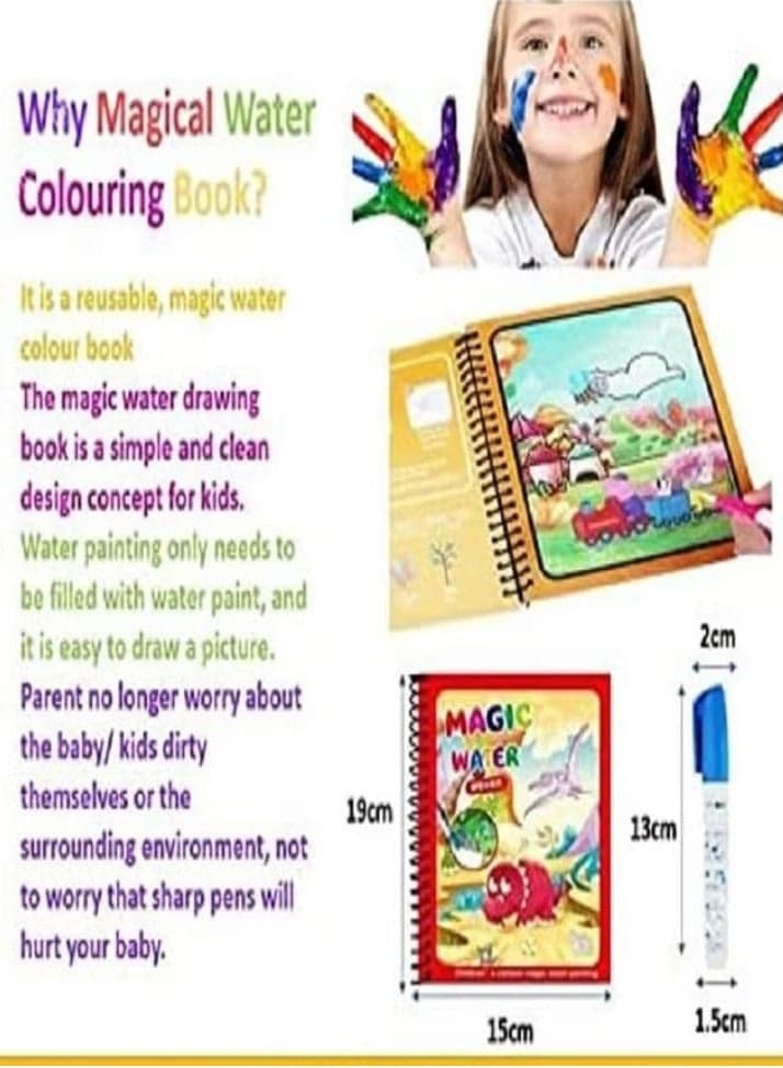 No-Mess Magic Water Coloring Book for Boys and Girls Drawing & Painting Supplies (٢)