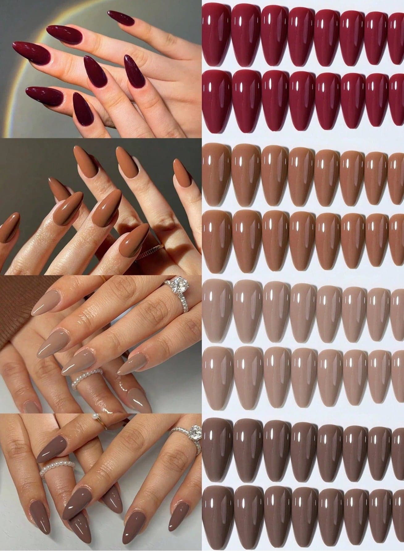 Long Artificial Nails – 144 Pcs Set in 12 Colors, Easy to Wear & Apply Press On False Nails