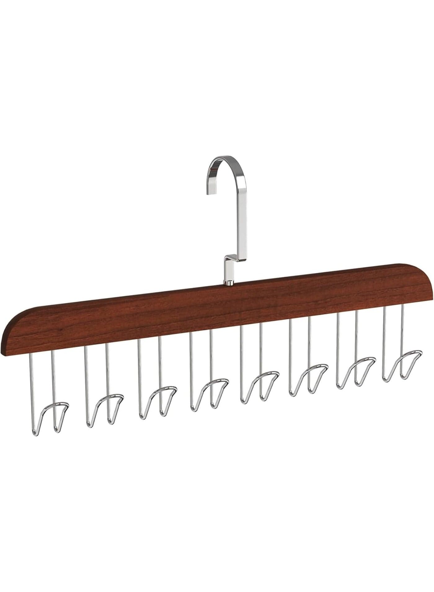 شماعة ومنظم كرافتات وأحزمة خشب طبيعي بـ 12 خطاف معدني Closet Clothes Hangers