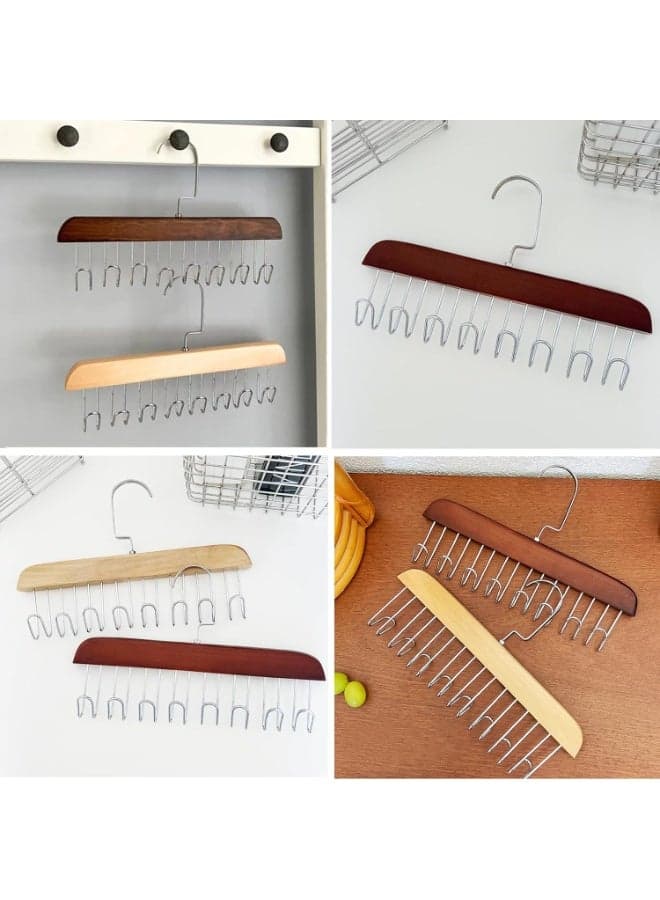 شماعة ومنظم كرافتات وأحزمة خشب طبيعي بـ 12 خطاف معدني Closet Clothes Hangers (٥)