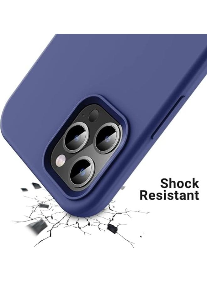 Silicone Phone Case Compatible with Apple iPhone 13 Pro Max - Made of Silicone and Soft TPU - navy blue Cases & Covers (٦)