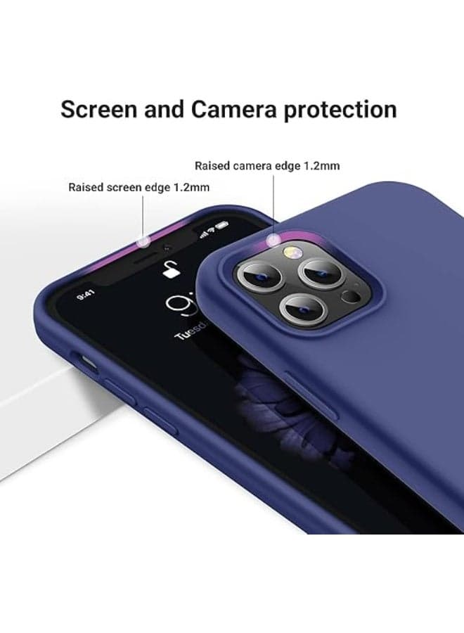 Silicone Phone Case Compatible with Apple iPhone 13 Pro Max - Made of Silicone and Soft TPU - navy blue Cases & Covers (٥)