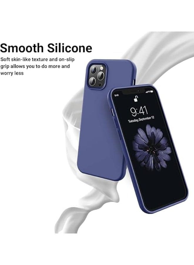 Silicone Phone Case Compatible with Apple iPhone 13 Pro Max - Made of Silicone and Soft TPU - navy blue Cases & Covers (٣)
