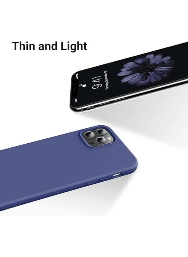 Silicone Phone Case Compatible with Apple iPhone 13 Pro Max - Made of Silicone and Soft TPU - navy blue Cases & Covers (٢)