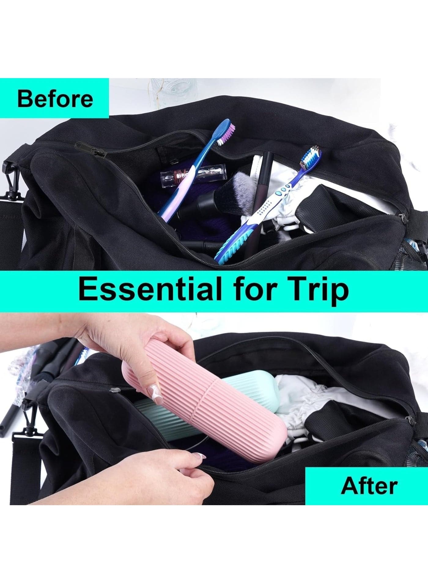 Compact Portable Toothbrush Holder 2 Pack – Travel Cup Case with Cover – Hygienic Toothbrush & Toothpaste Storage Organizer for Home and Travel Use (٥)