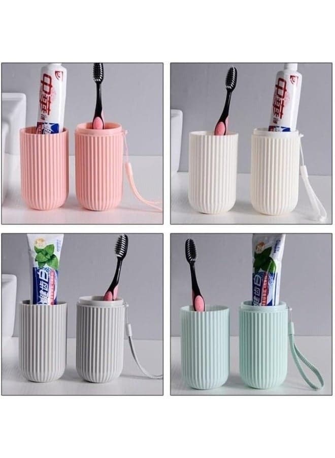 Compact Portable Toothbrush Holder 2 Pack – Travel Cup Case with Cover – Hygienic Toothbrush & Toothpaste Storage Organizer for Home and Travel Use (١٢)