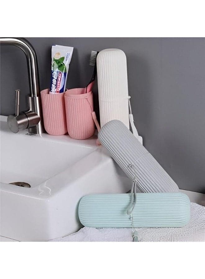 Compact Portable Toothbrush Holder 2 Pack – Travel Cup Case with Cover – Hygienic Toothbrush & Toothpaste Storage Organizer for Home and Travel Use (٩)
