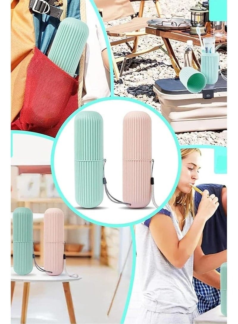 6-Pack Capsule-Shaped Travel Toothbrush Cases – Portable Plastic Toothbrush Holders for Two Toothbrushes and Toothpaste, Lightweight, Antibacterial, Multipurpose Travel, School, Camping, Business Trips, Family Use, Hygienic and Organized (White) (٦)