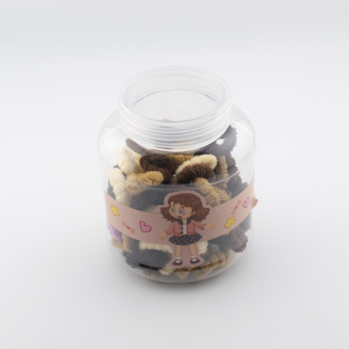 Box of Multi Pcs Brown Elastic Hair Ties, Qty may vary
