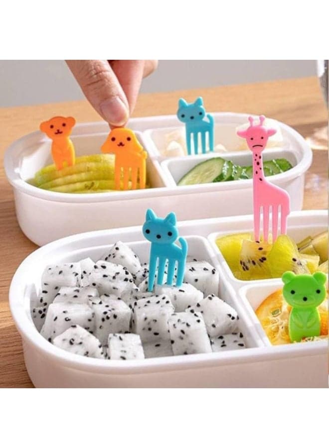 Set of 10 Lovely Animal Food Fruit Picks Forks, Mini Cute Cartoon Toothpick Sticks Decor for Kids Party Bento Lunch Box Sandwich Appetizer Pastry Decorative Cupcake Baby Dessert Flatware Sets