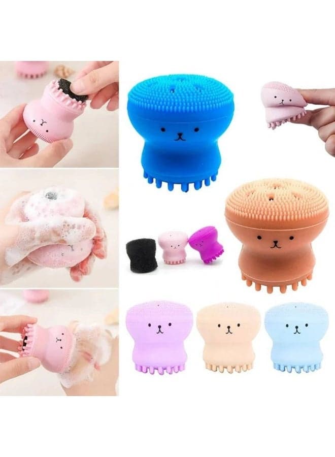 Silicone Face Cleansing Brush for Deep Cleansing and Skin Care - Soft Silicone Brush for removing impurities and oils, cleaning pores and gentle exfoliation for all skin types - Easy to use and reusable (color may vary) (٦)