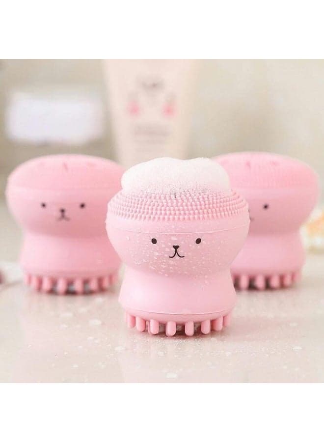 Silicone Face Cleansing Brush for Deep Cleansing and Skin Care - Soft Silicone Brush for removing impurities and oils, cleaning pores and gentle exfoliation for all skin types - Easy to use and reusable (color may vary) (٤)