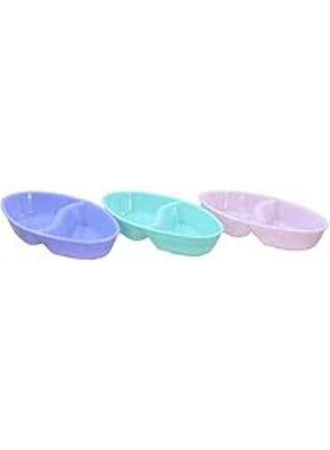 3-Pack Divided Oval Pet Dishes – Pastel Colors – Perfect for Cats and Small Dogs Baby Plates & Bowls (٦)