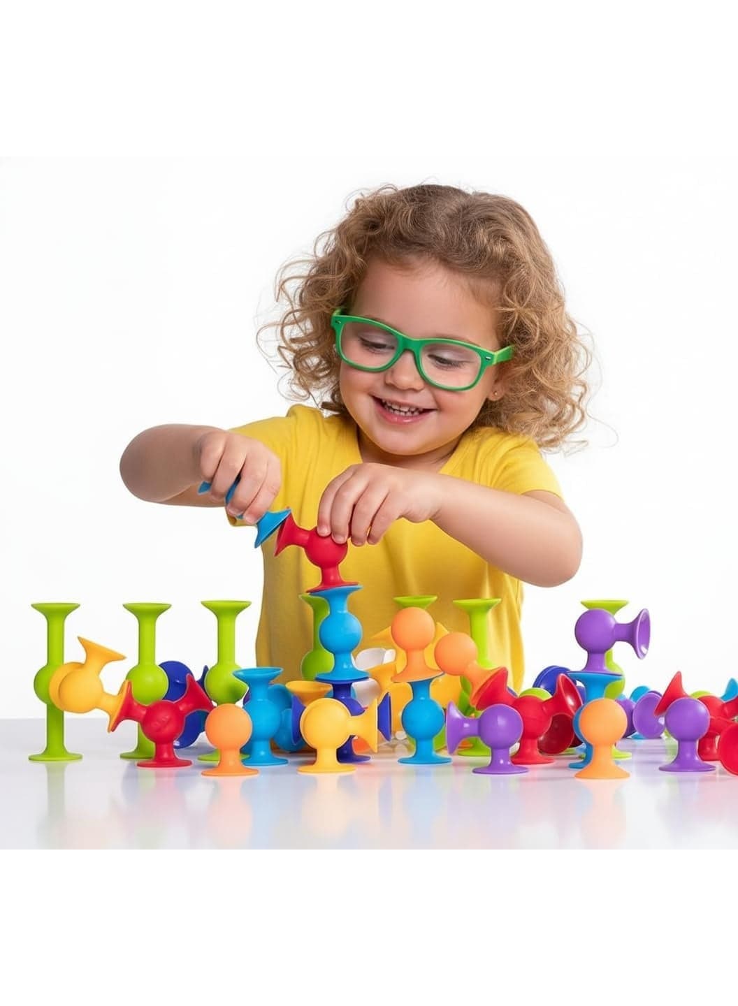 Suction Building Toy Set for Kids, Educational Sensory Construction Toy, Suction Cup Stacking Blocks for Creativity and Fine Motor Skills, Bath Play Toy, Set of 21 (7)
