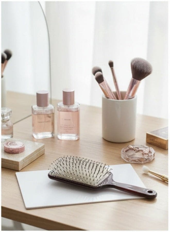 Ergonomic Paddle Hair Brush – Flexible Cushion Base & Ball-Tipped Nylon Bristles – Comfortable & Effective Hair Styling (٢)