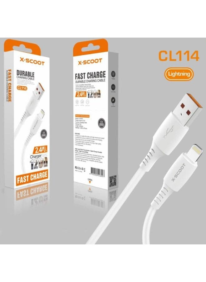 CL114 USB to Lightning Charging & Data Cable, 2.4A Fast Charging, 1200mm 1.2M Braided 8-Pin Cable with Pure Copper Core, Anti-Knot Durable Sync Cable for iPhone & Compatible Devices (4)