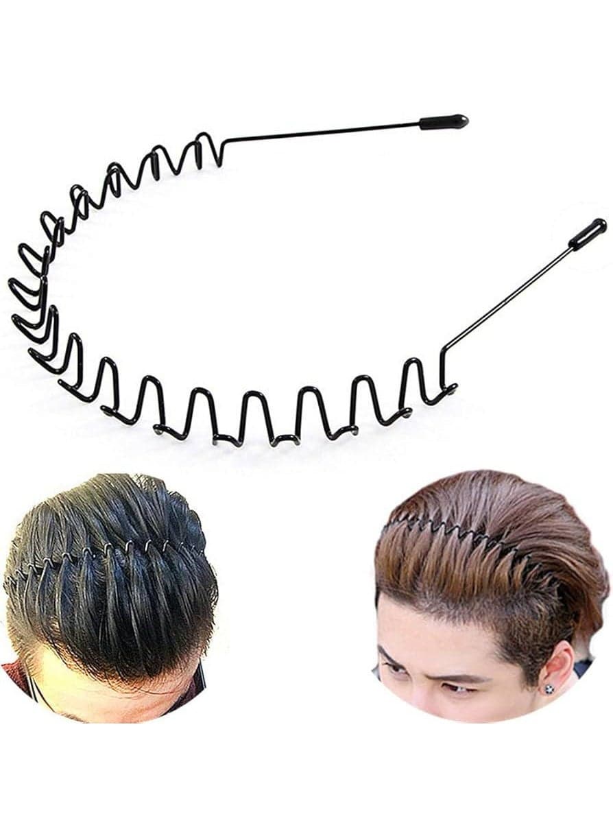 Metal zigzag hairband for securing hair - Flexible headband for long and short hair - Suitable for men and women for styling hair and keeping it away from the face