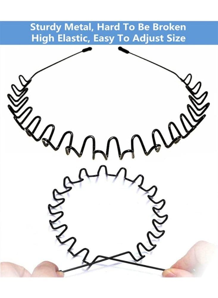 Metal zigzag hairband for securing hair - Flexible headband for long and short hair - Suitable for men and women for styling hair and keeping it away from the face (٨)