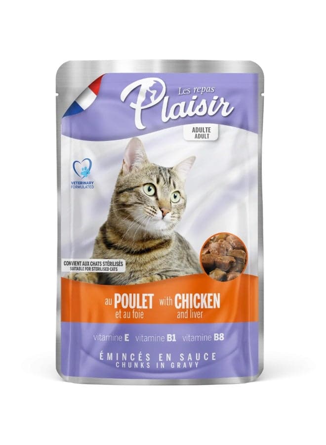 Plaisir Wet Cat Food with Chicken for Adult Cats 85 g Pet Supplies