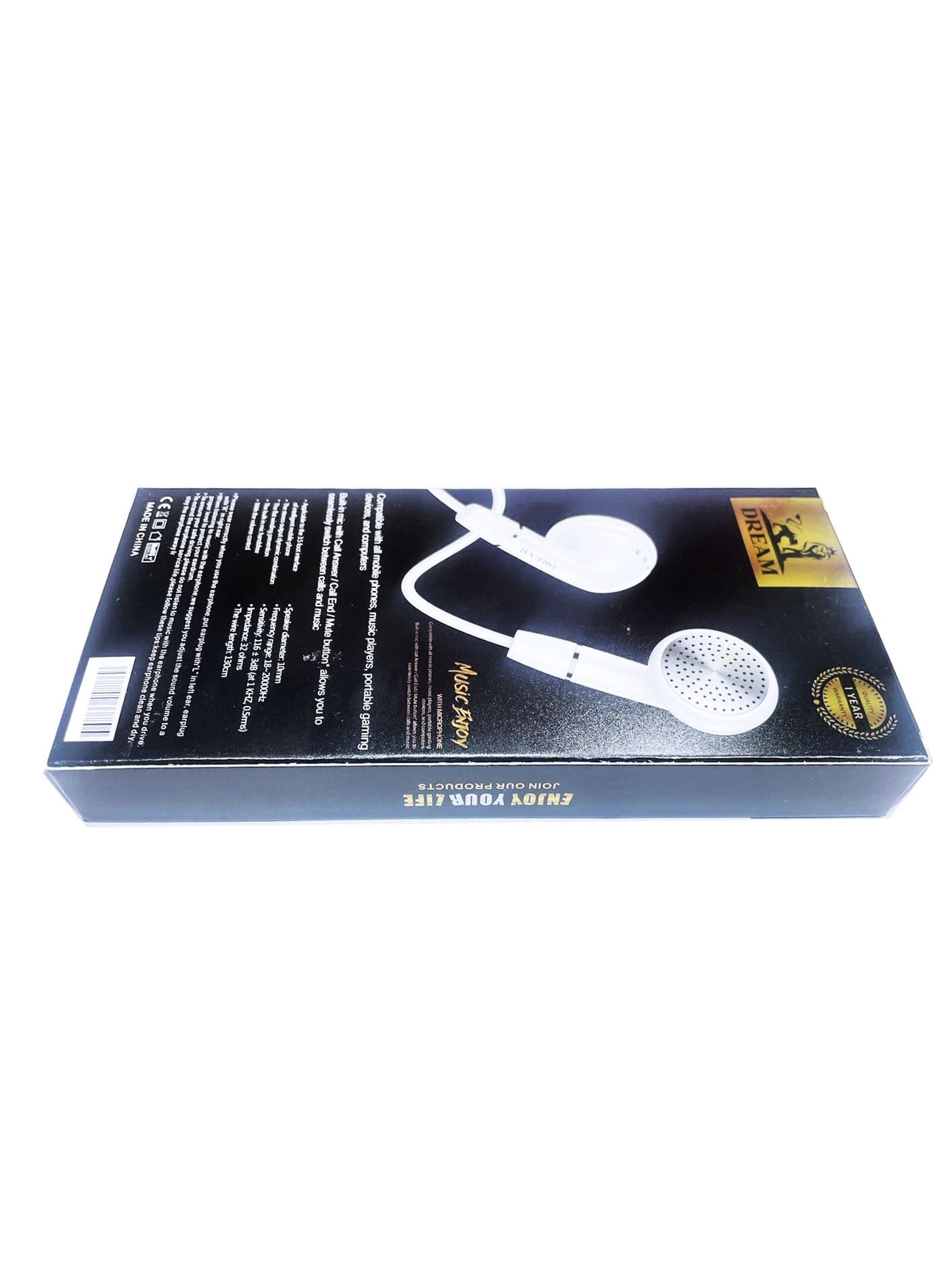 D-1951 Stereo Earphones 3.5mm – High-Quality Sound – HD Microphone – White Headphones & Earphones (٧)