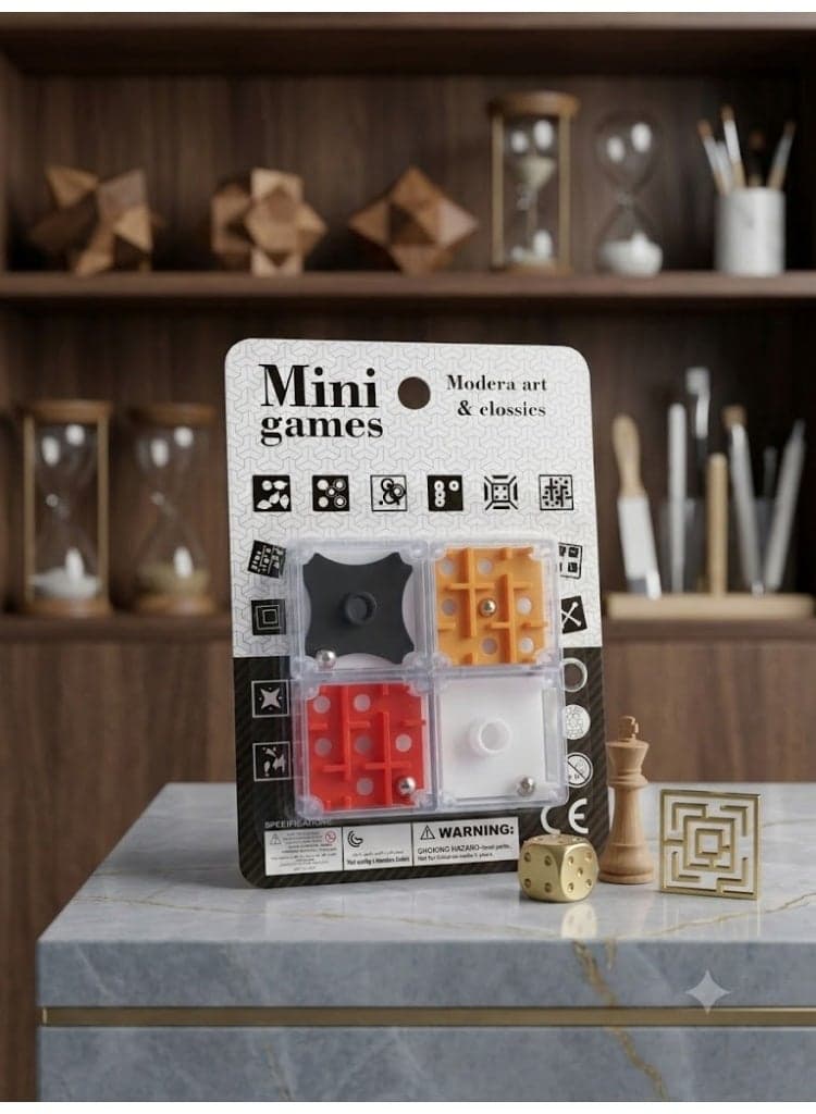 Mini Games Collection.. Small maze and balancing games that test accuracy, patience, and quick wits! Very enjoyable entertainment for adults and children, and it is the perfect size to take with you anywhere ⏱️✨ Brain Teasers