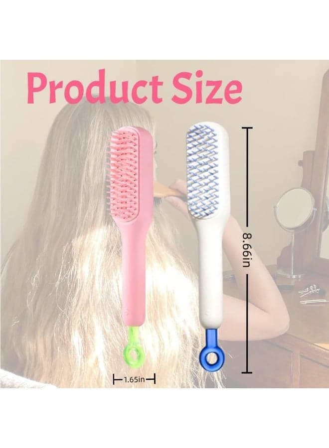 Retractable Self Cleaning Hair Brush for Women Easy Clean Detangling Brush with Soft Massage Bristles Anti Frizz Hair Styling Comb Lightweight Portable Brush for Long Short Straight and Curly Hair (4)