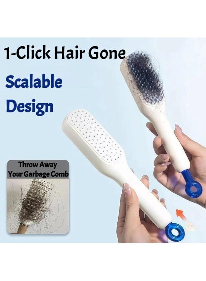 Retractable Self Cleaning Hair Brush for Women Easy Clean Detangling Brush with Soft Massage Bristles Anti Frizz Hair Styling Comb Lightweight Portable Brush for Long Short Straight and Curly Hair (3)