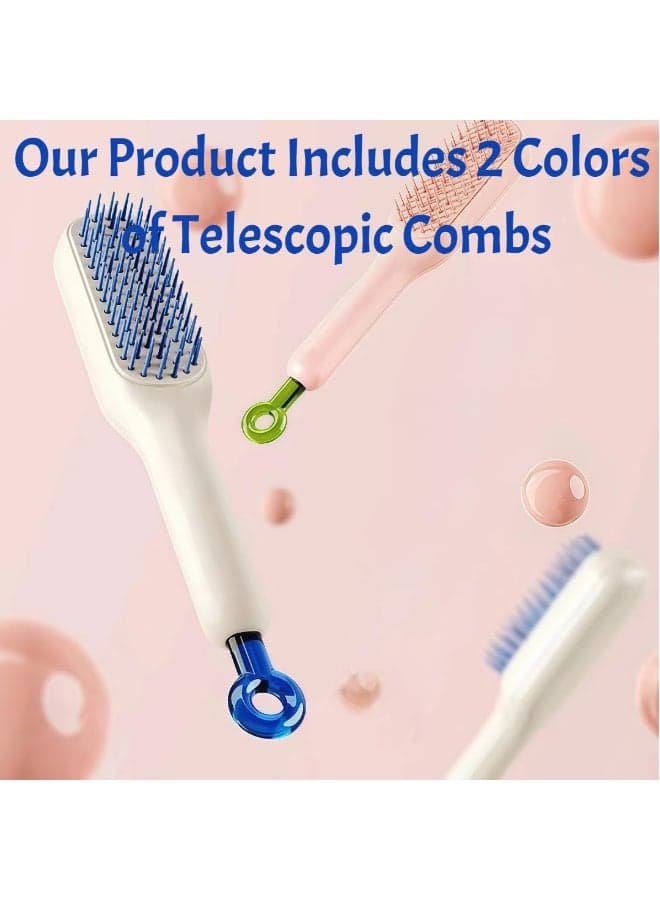 Retractable Self Cleaning Hair Brush for Women Easy Clean Detangling Brush with Soft Massage Bristles Anti Frizz Hair Styling Comb Lightweight Portable Brush for Long Short Straight and Curly Hair (6)