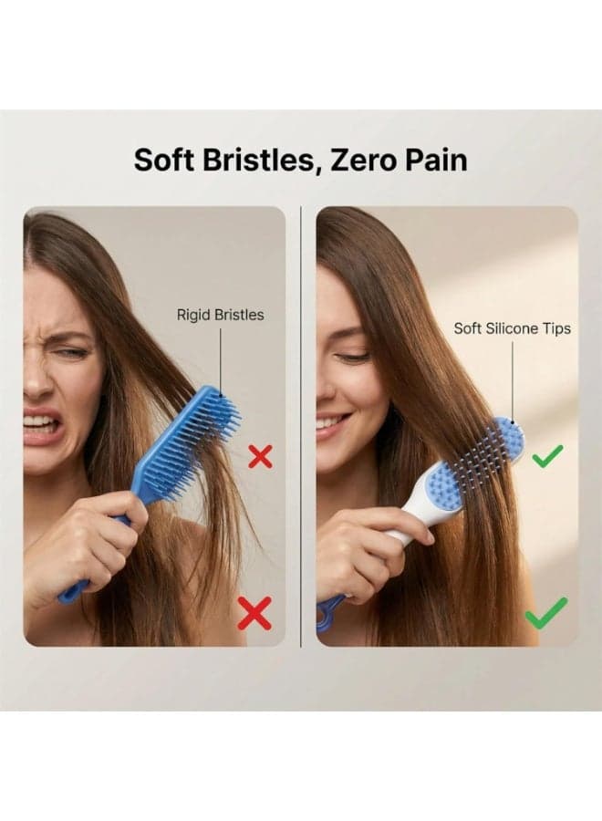 Retractable Self Cleaning Hair Brush for Women Easy Clean Detangling Brush with Soft Massage Bristles Anti Frizz Hair Styling Comb Lightweight Portable Brush for Long Short Straight and Curly Hair (2)
