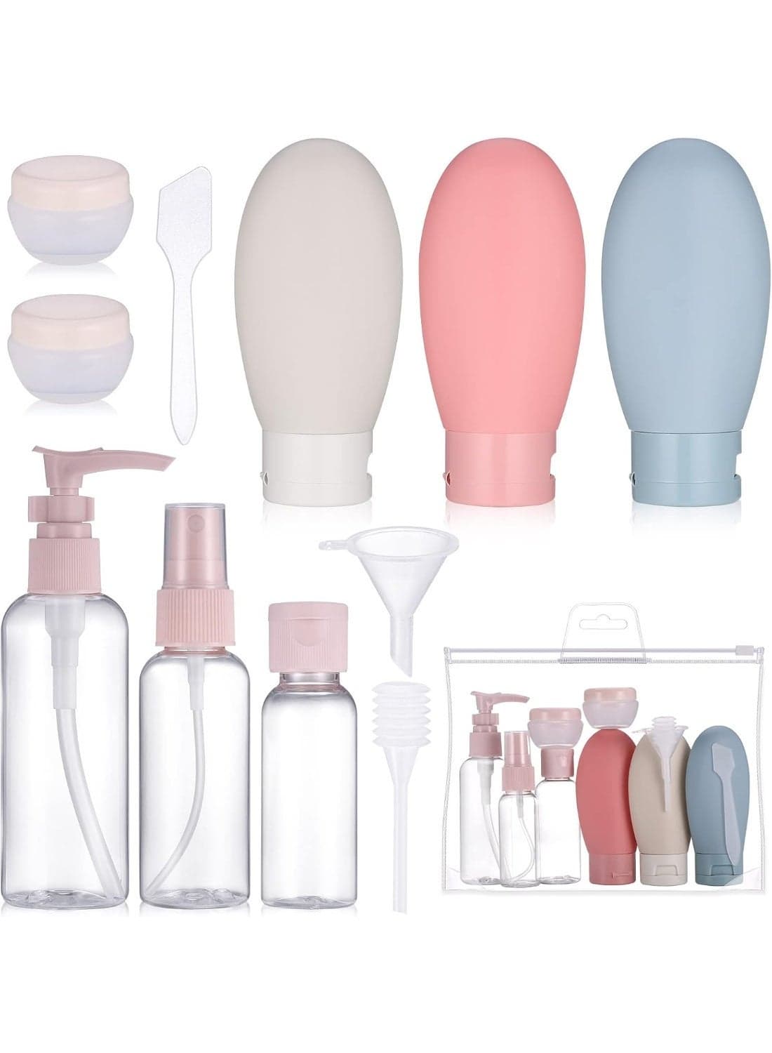 11PCS Travel Bottles Set for Toiletries – Refillable Leak-Proof Travel Size Containers with Storage Bag, BPA-Free Empty Bottles for Shampoo, Conditioner, Lotion and Liquids