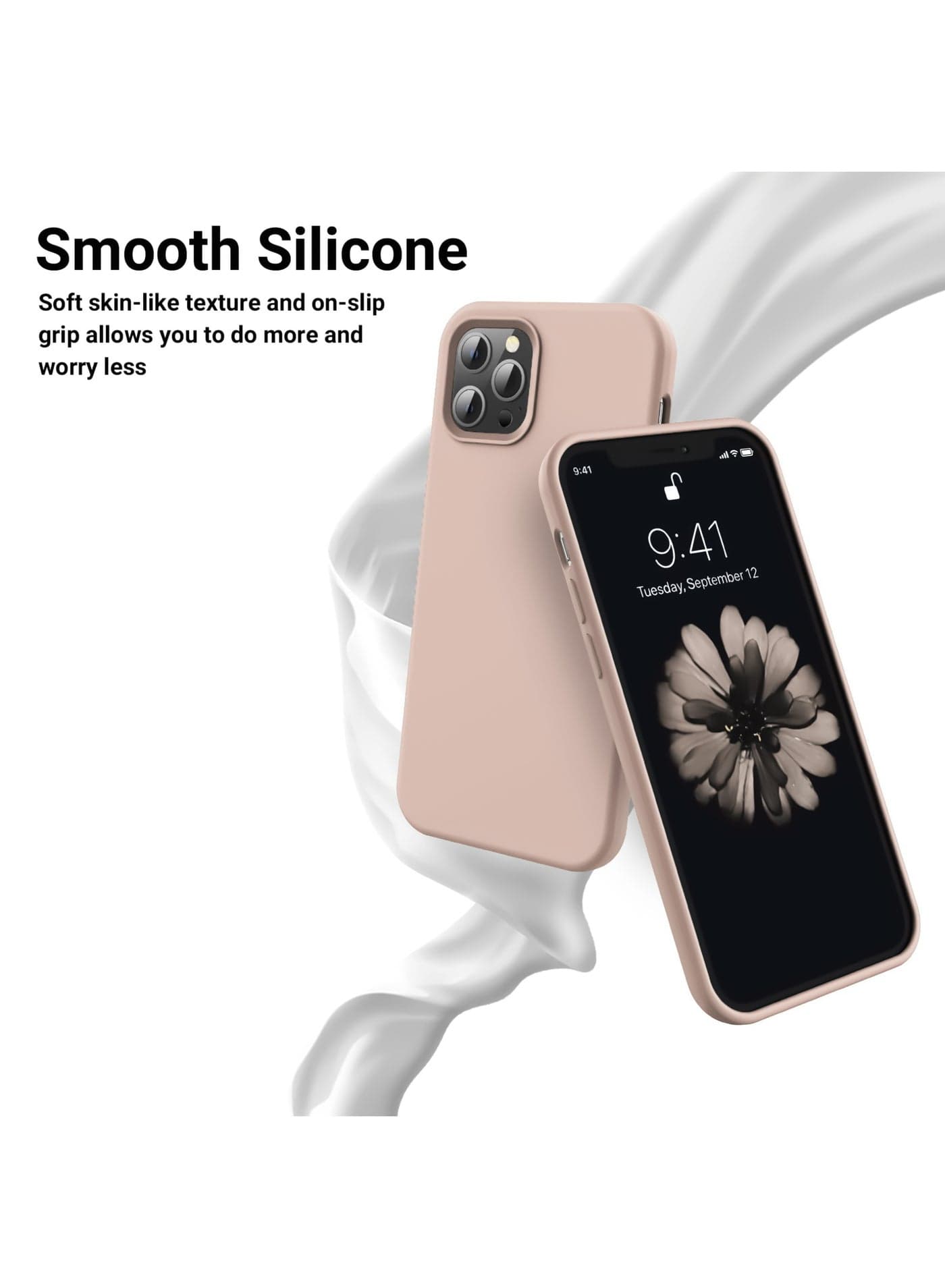 Compatible with iPhone 14 Pro Case 6.1 Inch Slim Liquid Silicone 4 Layers Soft Gel Rubber Shockproof Protective Phone Case with Anti Scratch Microfiber Lining (Pink Matte) (٦)