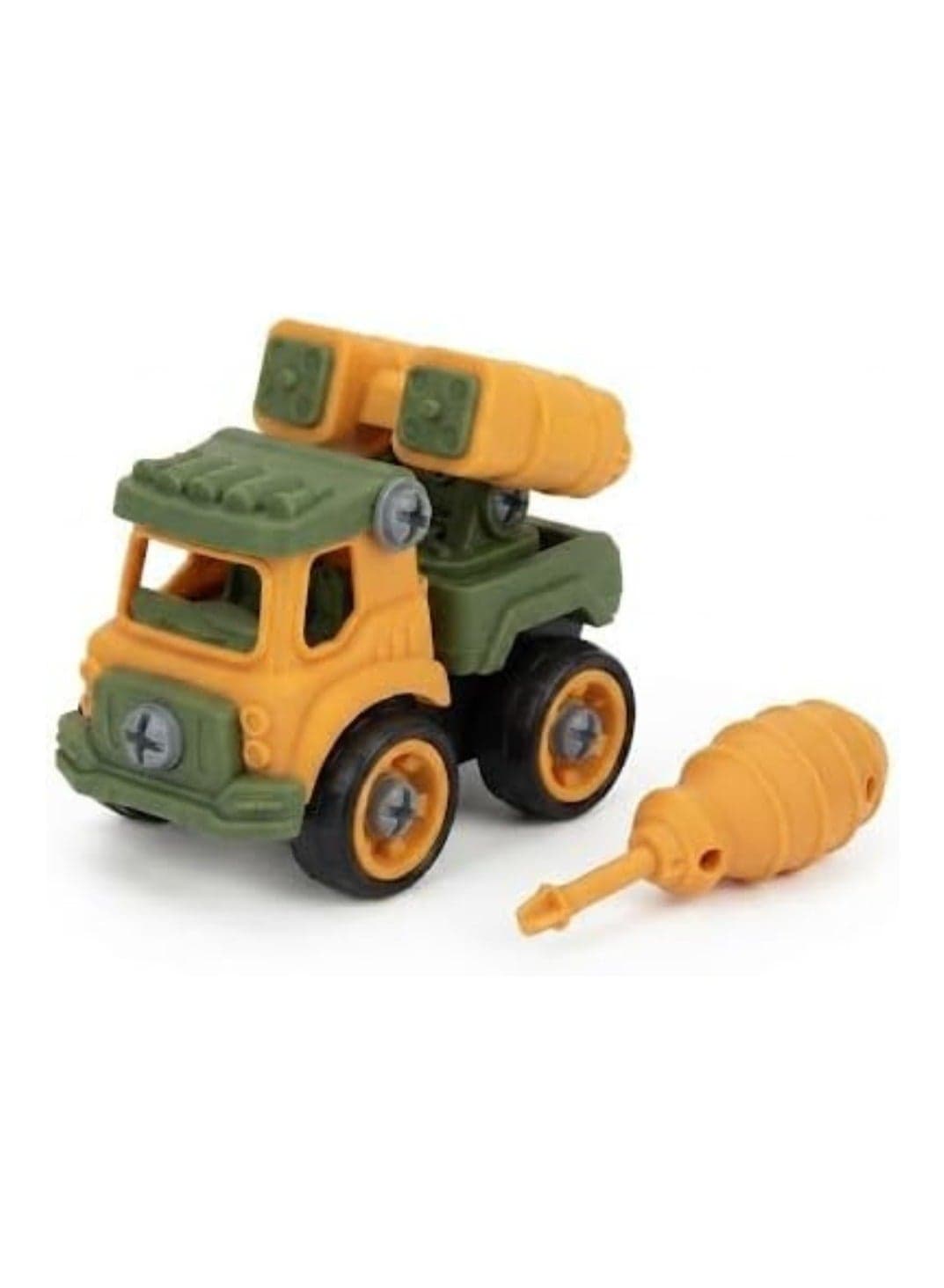 DIY Take-A-Part Military Truck Toy for Kids with Plastic Screwdriver - Educational STEM Building Toy for Motor Skills (Green/Yellow)