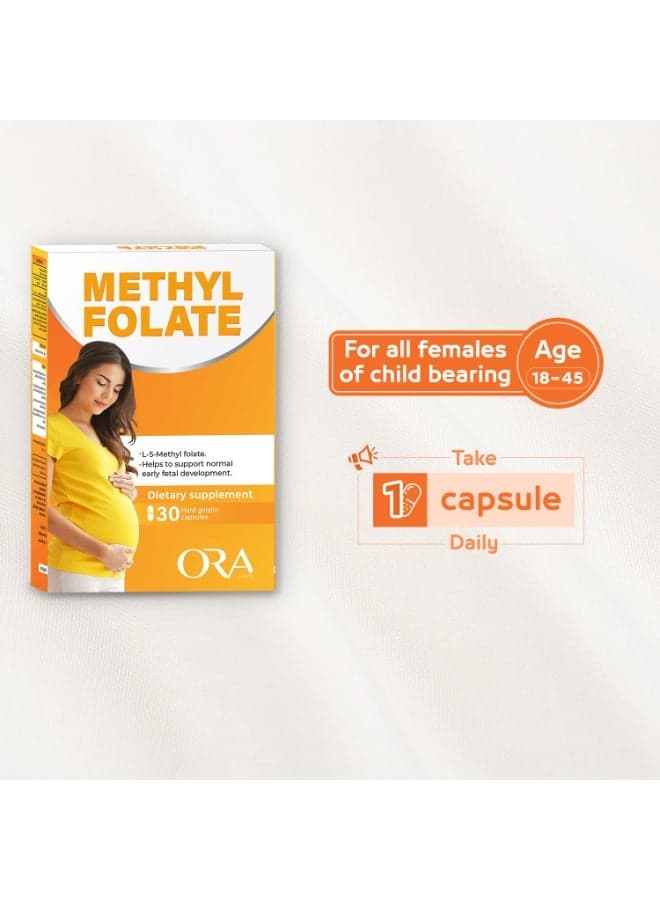 ORA Methyl Folate 30 Capsules Active L-5-Methylfolate Bioactive Vitamin B9 (5)