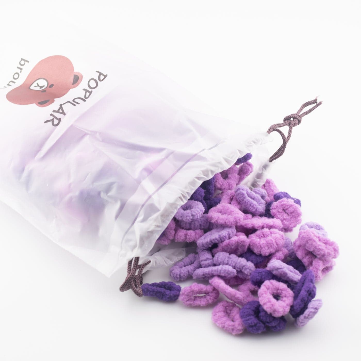 Bag of Multi Pcs Purple Elastic Hair Ties, Qty may vary