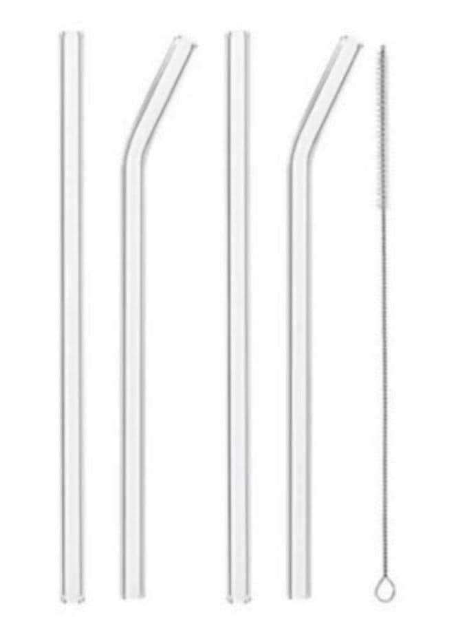 Reusable Glass Straw Set – with Cleaning Brush Kitchen Utensils & Gadgets